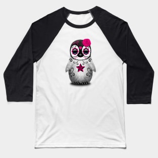 Pink Day of the Dead Sugar Skull Penguin Baseball T-Shirt
